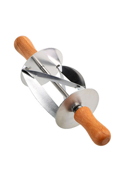 NICEYARD مقبض خشبي من الفولاذ المقاوم للصدأ باللون الفضي لصنع عجينة خبز الكرو...