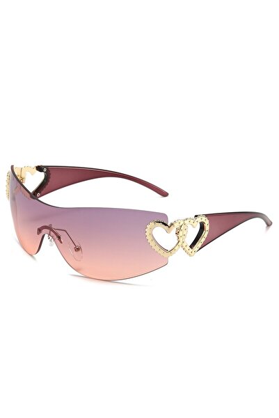 Choice نظارات شمسية نسائية أنيقة باللون الأرجواني بدون إطار، قطعة واحدة فاخرة، نظارات قيادة وسفر 202