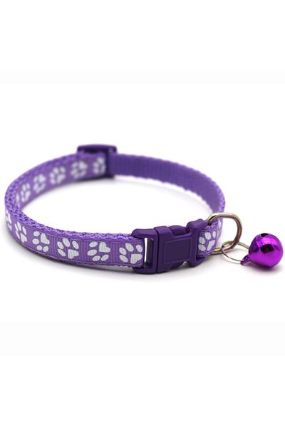 Choice 2 Pet Collar With Bell Cartoon Footprint Colorful Dog Puppy Cat Accessories Kitten Collar Adjustabl.