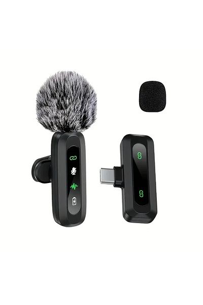 Choice 1 to 1 Type-C Wireless Lapel Microphone with Clip USB Type-C Connector Noise Cancellation Mic for St