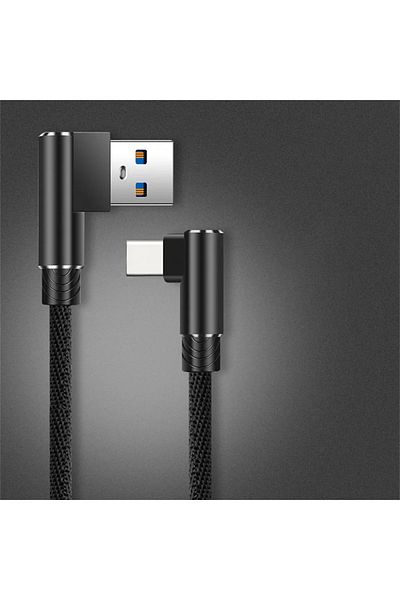 Choice 2m Black 40W 5A USB To Type C Fast charge Weave Data Cable 90 Degree Phone Charger Cable For iPhone
