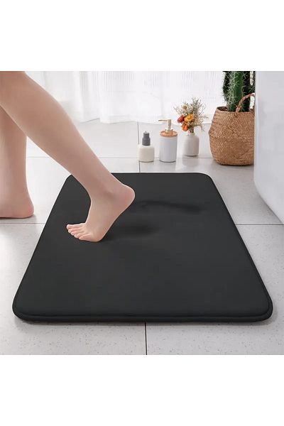 Choice 50cm X 120cm Black Thickened Solid Color Absorbent Carpet Flannel Bathroom Floor Mat Bathroom Entran