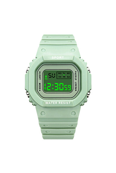 Choice ساعة YIKAZE رياضية خضراء للأولاد والبنات للطلاب، ساعة إلكترونية LED ملونة للرجال والنساء، مربعة رقمية