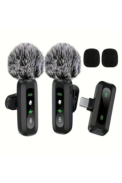 Choice 1 to 2 type-c Wireless Lapel Microphone with Clip USB Type-C Connector Noise Cancellation Mic for St