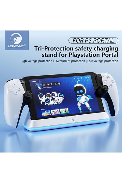 Choice قاعدة شحن HONCAM سوداء اللون لجهاز PlayStation Portal 7 مع أوضاع إضاءة RGB وحامل شاحن وحدة التحكم