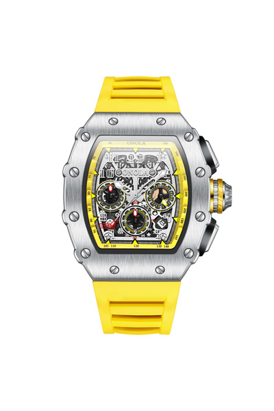 Choice ساعة يد رجالية فاخرة من ماركة ONOLA باللون الفضي الأصفر متعددة الوظائف...