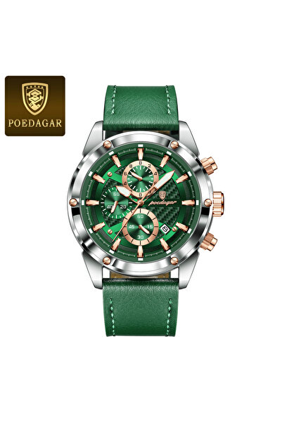 Choice ساعة رجالية فاخرة من الكوارتز باللون الفضي والأخضر 860 كرونوغراف وتاري...