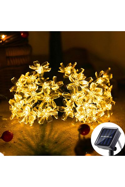 Choice 5M 20LEDs Warm Solar Fairy String Light Sakura Garlands 5/7/12/22M Peach Flower CherryLED Lamp For W
