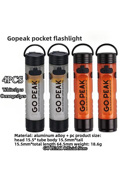 Choice 4 قطع - 2 أبيض و2 برتقالي GOPEAK مصباح يدوي صغير للجيب خارجي بمشبك مفا...