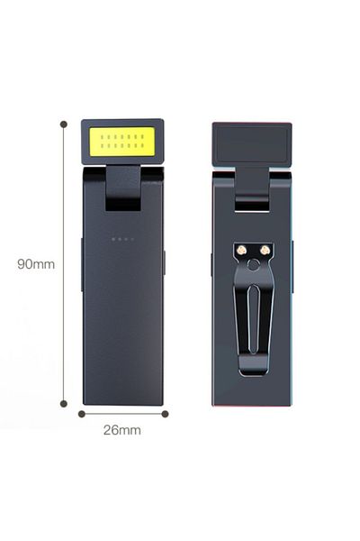 JONCELY Built-in Battery Black Portable MINI LED Flashlight Rechargeable Powerful Work Light 180° Rotatable