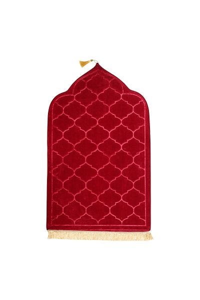 Choice Red Soft Worship Kneel Travel Prayer Rug Non-slip Prayer Mat Flannel Carpet for Muslim Ramadan Embos
