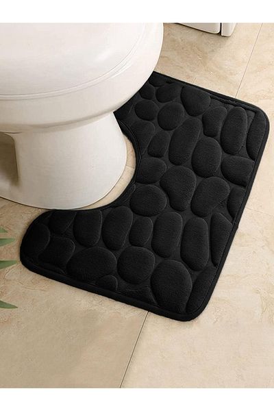 Choice 40x50cm black Washroom toilet foot mat U-shaped floor mat waterproof pad Bathroom bathroom water abs