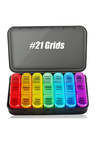 Choice منظم حبوب أسبوعي مكون من 21 شبكة، صندوق حبوب يومي لمدة 7 أيام، حقيبة ح...