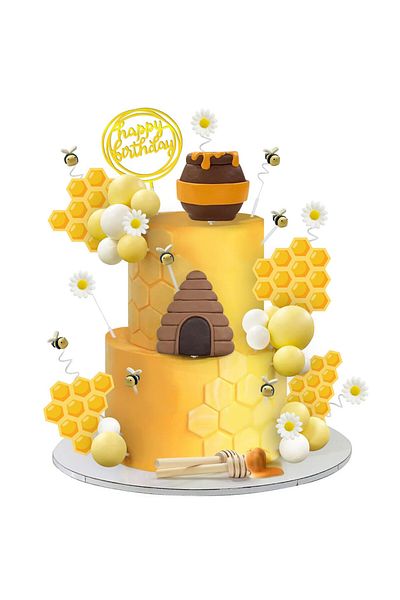 Choice 35pcs 35PCS Bee Daisy Honey Jar Cake Topper Honeycomb Foam Ball Cake Decor for Baby Shower Bee Theme