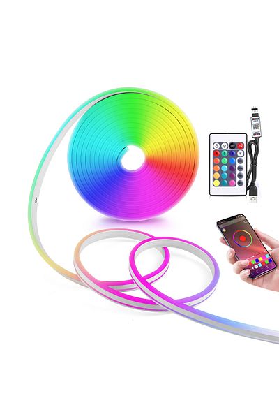 Choice 2m Rgb 5v Usb Rgb Neon Led Strip Light,1/2/3/4/5m Waterproof Neon Strip With Bluetooth App And Remot