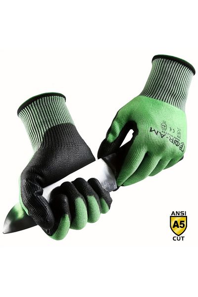 Choice M GREEN 1PAIRS 1/3Pair, Level ３Cut-Resistant Gloves, Firm Non-Slip Grip, Heavy Duty Work, Durable &