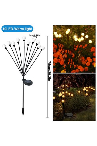 Choice 1pcs 10led Warm White 8/10 Led Outdoor Solar Firefly Lights Warm White Rgb Ip65 Waterproof Garden St