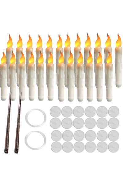 Choice Set of 24 12/48Pcs Floating Candles with Magic Wand Flickering Warm Light LED Flameless Candle Taper