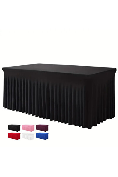 Choice 182x76cm Black 6ft, Rectangle Table Skirts, Polyester Fitted Table Cov...