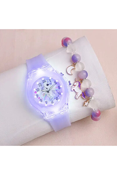 Choice ساعة PURPLE Fashion Butterfly المصنوعة من السيليكون المضيئة + سوار من ...