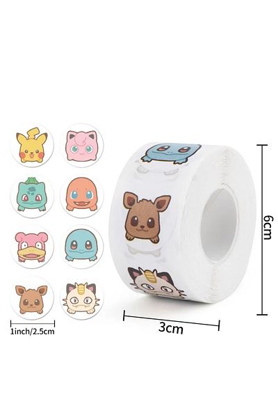 Choice Pikachu 500pcs Cartoon Pokemon Stickers Kawaii Anime Round Seal Diy Laptop Decals Stikers Cute Book