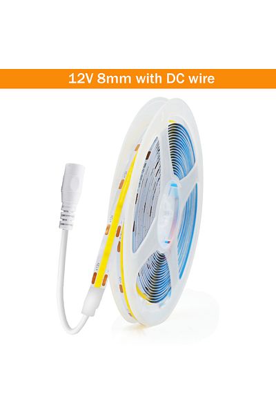 Choice 1m natural white 12V 8mm DC wire DC5V USB COB LED Strip 3mm 5mm 8mm Width 12V 320LEDs Flexible LED S
