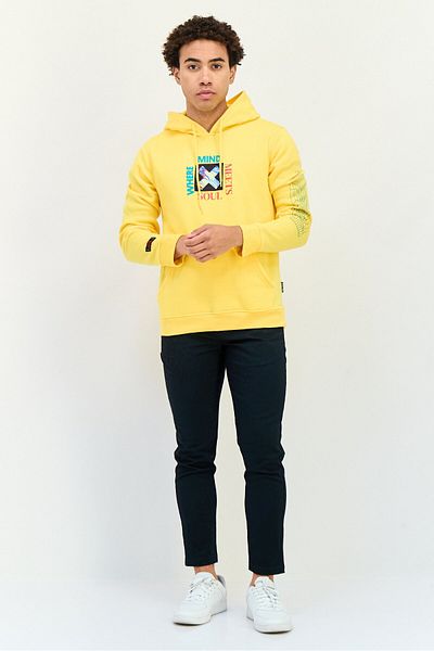 Originals by Brooklyn Cloth Men Hooded Graphic Print Sweatshirts, Yellow