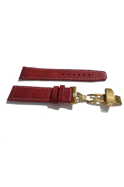 FADO Butterfly Buckle Suitable for Every Watch 20 mm Genuine Leather (246) Yellow Buckle Red