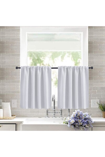 Choice Through Pole 76X60CM 1PC WHITE 1pc Blackout Short Curtain, Solid Color Curtains for Living Room, Bat
