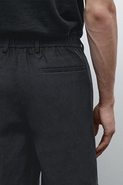 Massimo Dutti %100 Keten Yarı Jogger Bermuda Şort