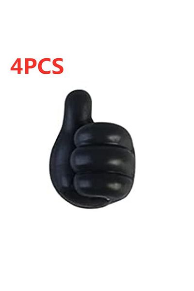 Choice 4PCS Black Silicone Thumb Wall Hook Cable Management Wire USB Organizer Clips Wall Hooks Hanger Stor
