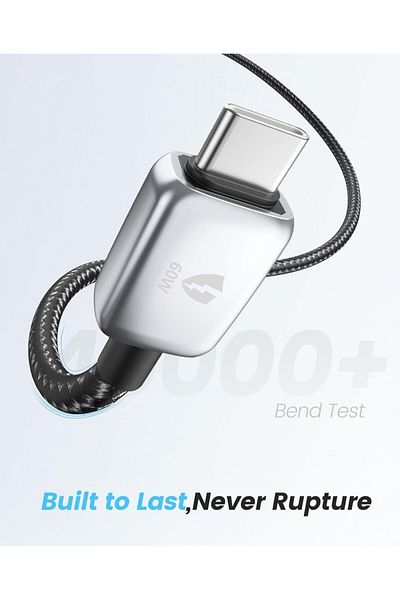 Orico Cablu USB C la USB C, metal/nailon, gri, 60W