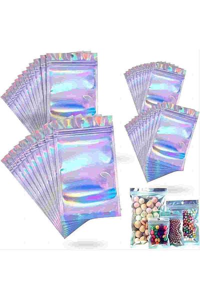 Choice Other 10x15cm Whte 100-piece Holographic Bag, Multi-size Laser Rainbow Pattern Self-sealing Bag, Sui
