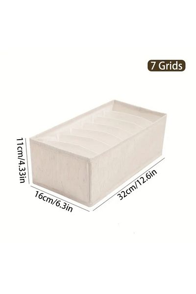 Choice 7 Grids 1/2 Pcs Beige Foldable Drawer Organizer Stackable Fabric Storage Bin Socks Underwear Bras Ac