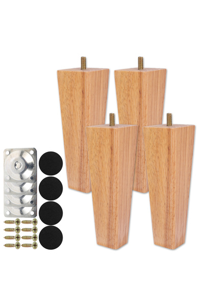 Choice3 4 قطع من أرجل الأثاث الخشبية الصلبة، 150 مم، 6/10/15 سم، قطع لرفع ارت...