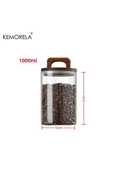 Choice 1000ml Wood Lid Glass jar Airtight Canister Food Container Tea Coffee Beans Kitchen Storage Bottles
