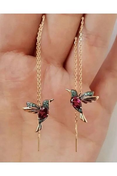 Choice Red 1 Pair New Fashion Little Bird Drop Long Hanging Earrings for Women Elegant Girl Tassel Earring
