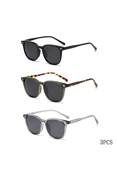 Choice 3 قطع من النظارات الشمسية الجديدة خفيفة الوزن للغاية بتصميم مربع أسود ...