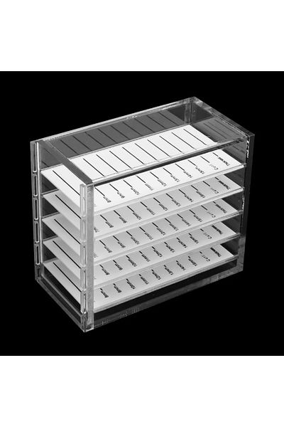 CNKESS White Eyelash Extensions Storage Box 5 Layers Acrylic Pallets Holders With Scale Lash Organizer Fals