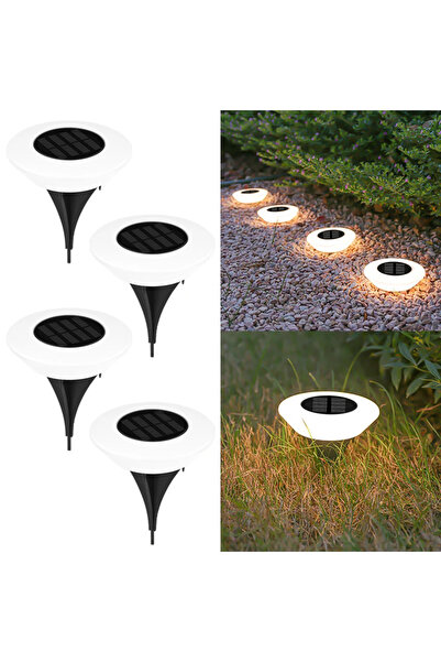 Choice إضاءة دافئة - 4 قطع 1/4 قطع مصابيح تعمل بالطاقة الشمسية، مصباح خارجي، مصابيح أرضية LED بزاوية 360 درجة مقاومة للماء مع تشغيل/إيقاف