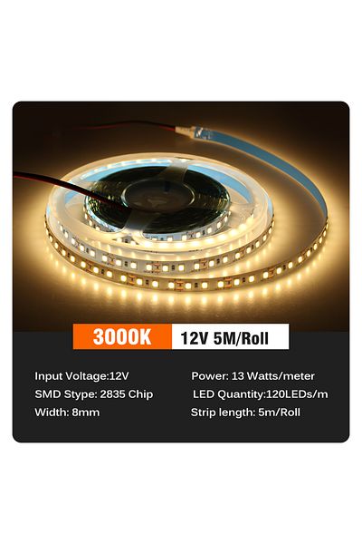 Hunta 3000K LED Strip 2835 DC12V 24V 120LEDs/m 6W/m Flexible LED Light 3000K 4000K 6000K Red Green Blue Pi