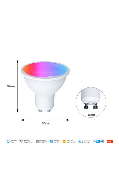 MOES 3 PC Matter GU10 MOES Matter WiFi GU10 Tuya Smart Bulb Dimmable Led Light 16 Million RGB C+W Colors