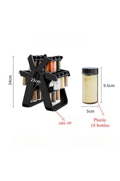 Choice 18 Plastic Seasoning Storage Rack Rotating Ferris Wheel Style Seasoning Shelf Set 18 Plastic Spice B