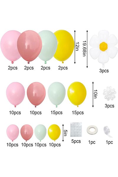 Choice Other Daisy 1 Daisy Balloon Garland Arch Set, Retro Yellow Pink Green Hippie Bohemian Balloon Garlan