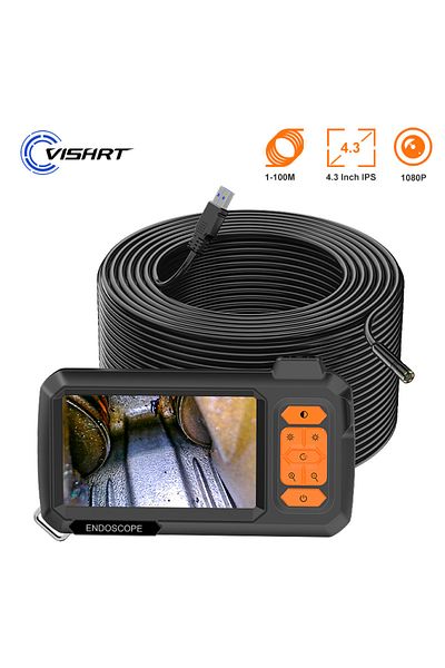 Choice 10m 8MM 4.3'' IPS Screen Industrial Endoscope Camera Split Design 1-100m Rigid Cable Waterproof Insp
