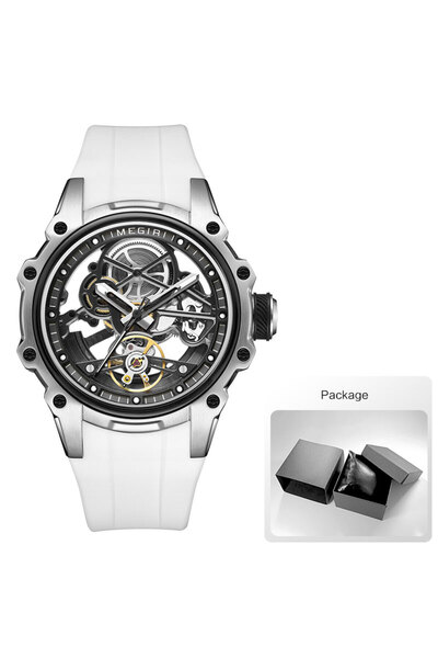 Choice ساعة MEGIR رياضية أوتوماتيكية ميكانيكية للرجال بعلبة من الفولاذ المقاوم للصدأ من White-Box