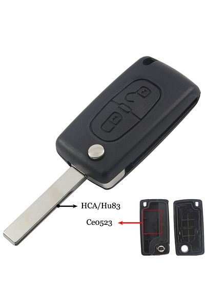 jingyuqin HCA Ce0523 jingyuqin 2 Buttons Flip Folding Key Case Blank Shell For Peugeot 107 207 407 307 307S 30