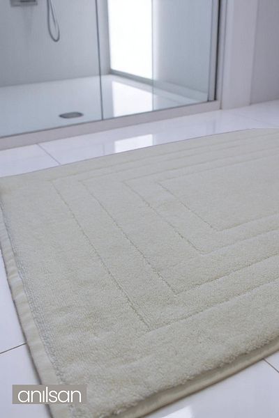 Anılsan Alora Beige Large Foot Towel - 60X130 Cm, 920 Gr 100% Cotton, Spa and Hotel Bath Mat
