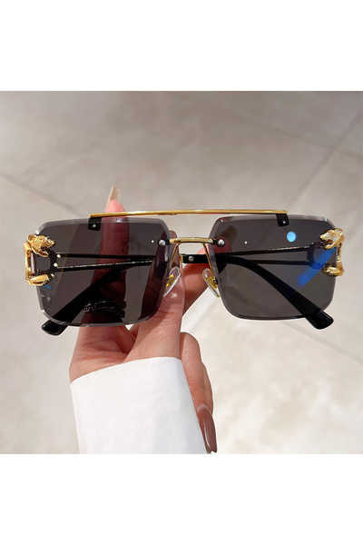 Choice نظارات شمسية KAMMPT كلاسيكية بدون إطار باللونين الأسود والذهبي للرجال ...