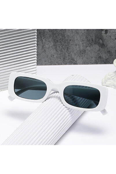 Choice نظارات شمسية مربعة سوداء بيضاء للرجال، نظارات شمسية صغيرة مستطيلة للرج...